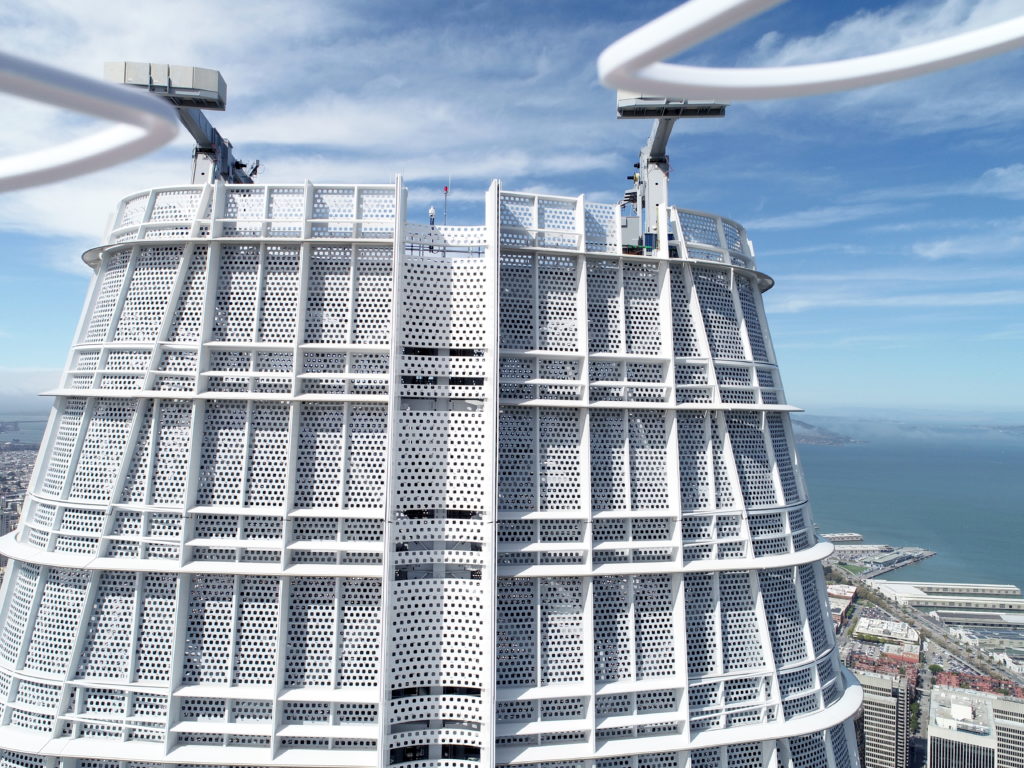 SiteAware drone inspection view of Salesforce Tower in San Francisco.