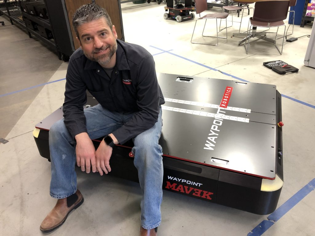 Waypoint Robotics CEO Jason Walker and the new MAV3K mobile robot.