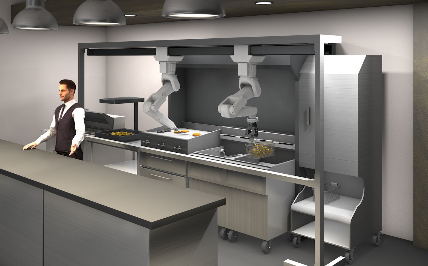 Miso Robotics Flippy on a rail for new kitchen concept