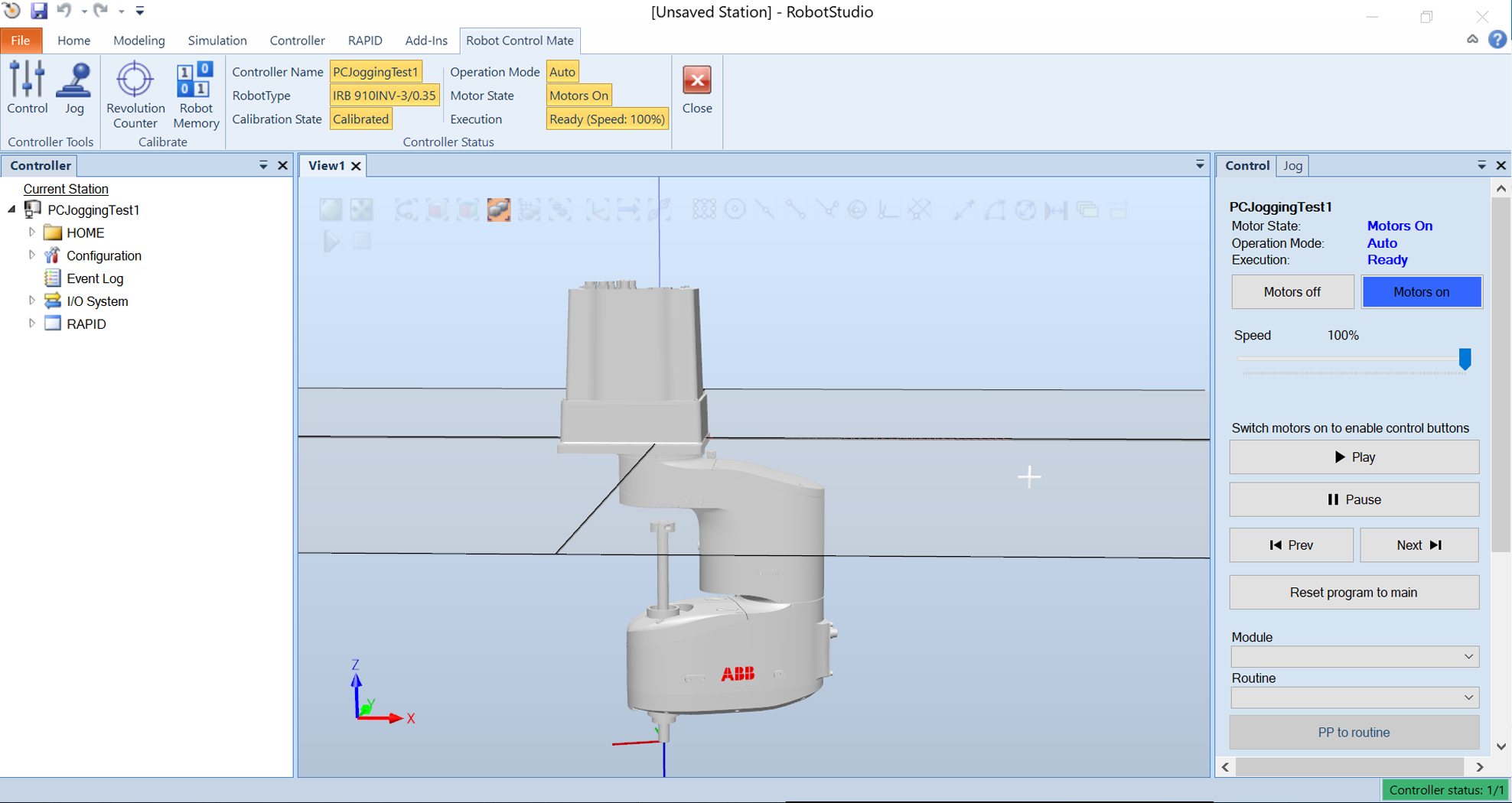 Robot Control Mate for RobotStudio enables PC control of SCARA robots