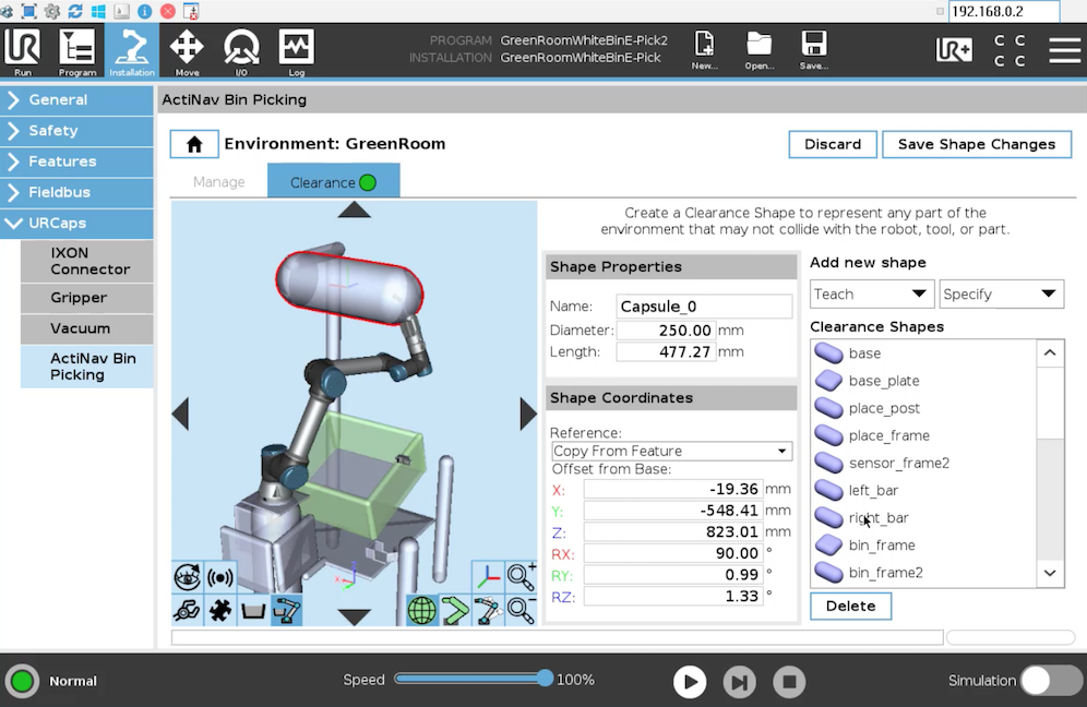 ActiNav teach pendant interface