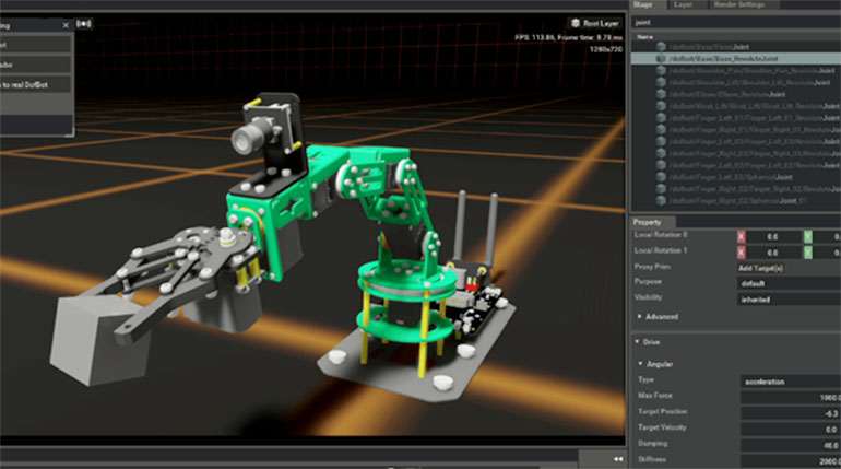 Screenshot of NVIDIA Isaac Simulation environment
