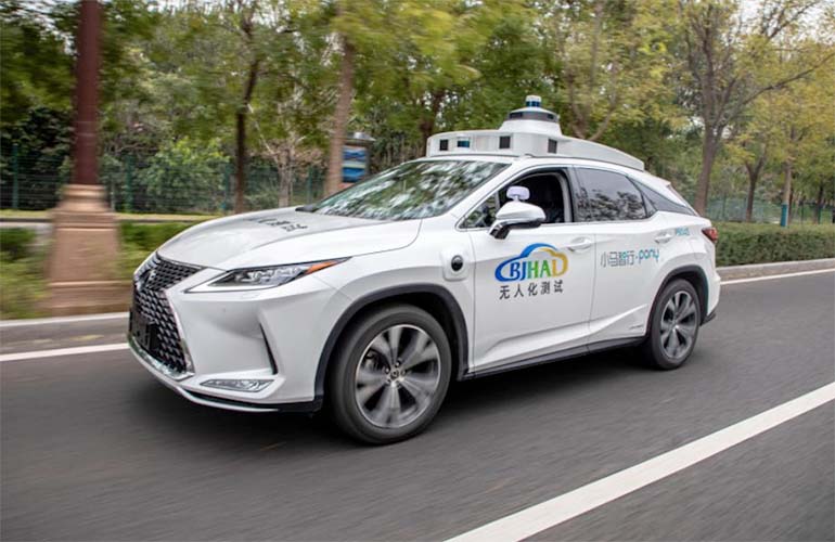 A Pony.ai autonomous vehicle driving in Beijing. 