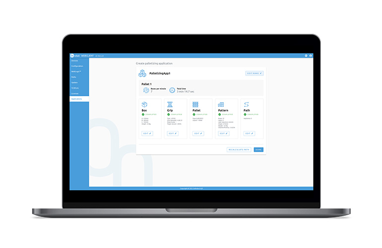 screenshot of onrobot palletizing software