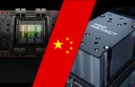 combined image of the AMD instinct and NVIDIA chip overlayed with CHINA FLAG