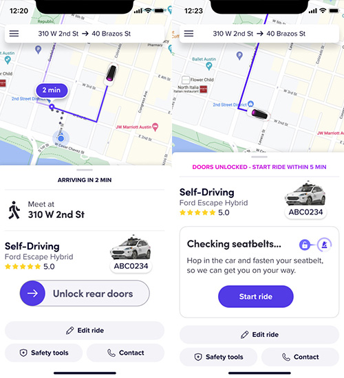 autonomous rides in the lyft app