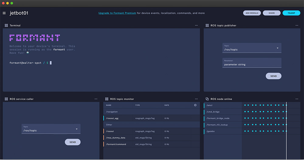 Formant Dashboard screenshot