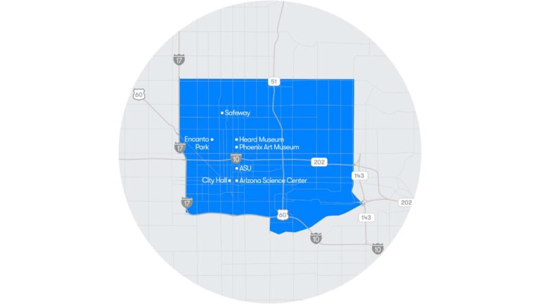 Waymo expands service area in 2 - Map Of Phoenix 768x432