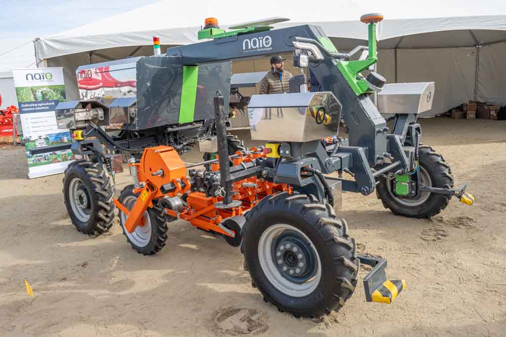 view of the Naio Robotics autonomous tractor.