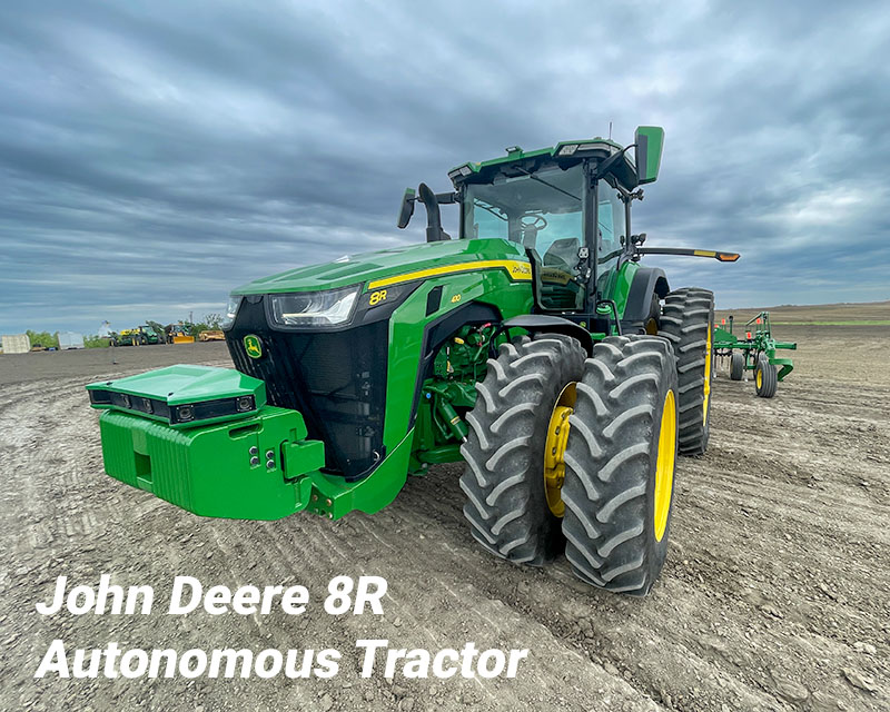 Hero image of a John Deere 8R Autonomous Tractor.