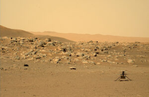 The ingenuity helicopter on Mars.