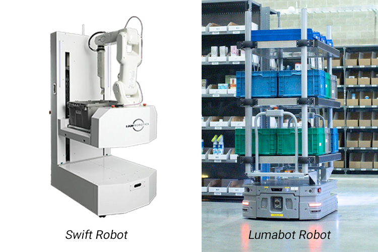 a side by side comparison of the Swift robot and the newest generation lumabot