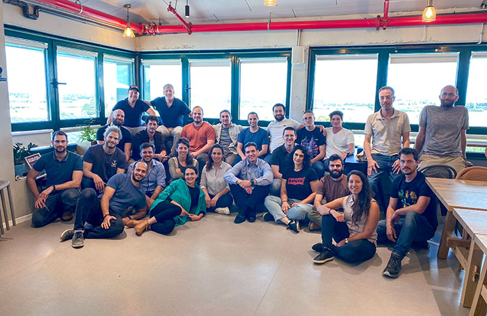 Group photo of the Skyline Robotics engineering team in Israel. 