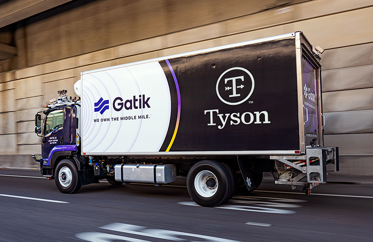 Gatik truck with tyson branding. 