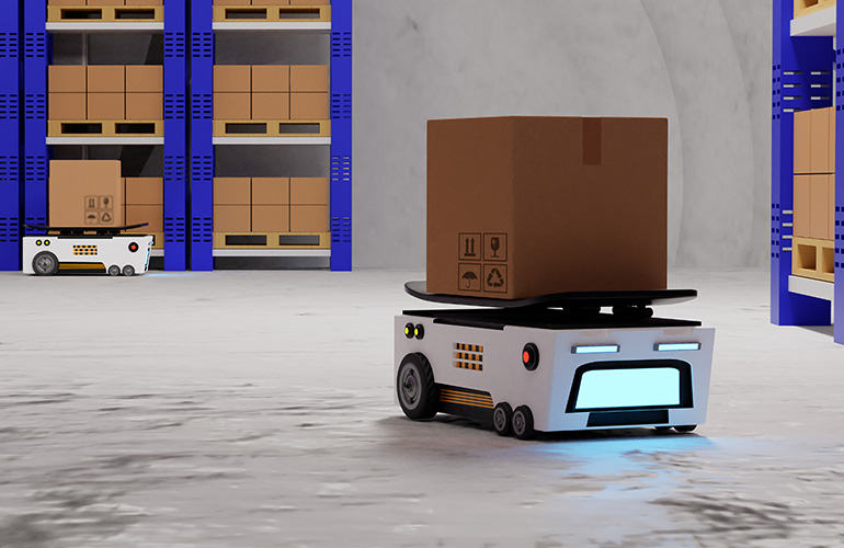 mobile robot in a warehouse.