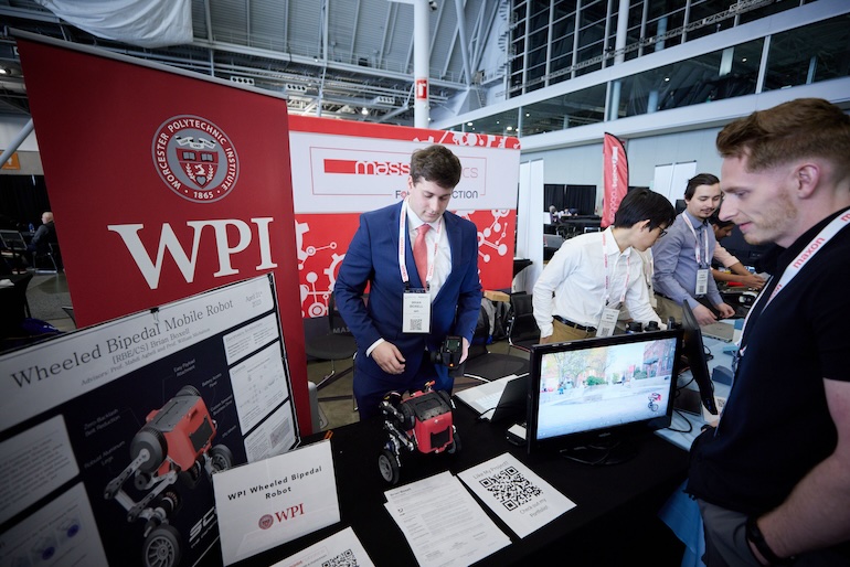 WPI wheeled bipedal robot at the 2023 Robotics Summit.