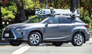 An Apple autonomous vehicle being tested in Santa Clara in 2019.