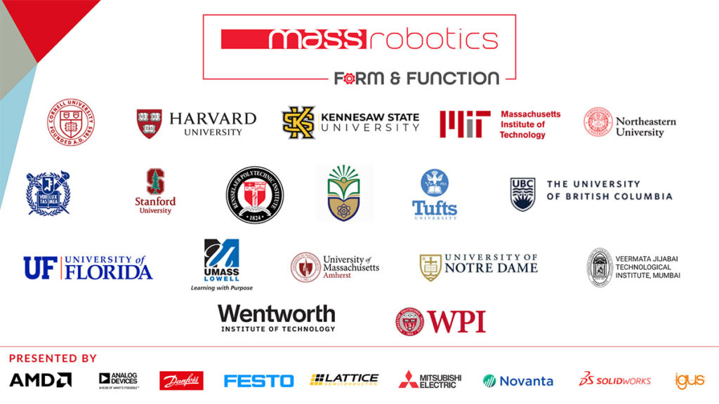 University teams from around the world participated in the MassRobotics Form & Function Challenge.