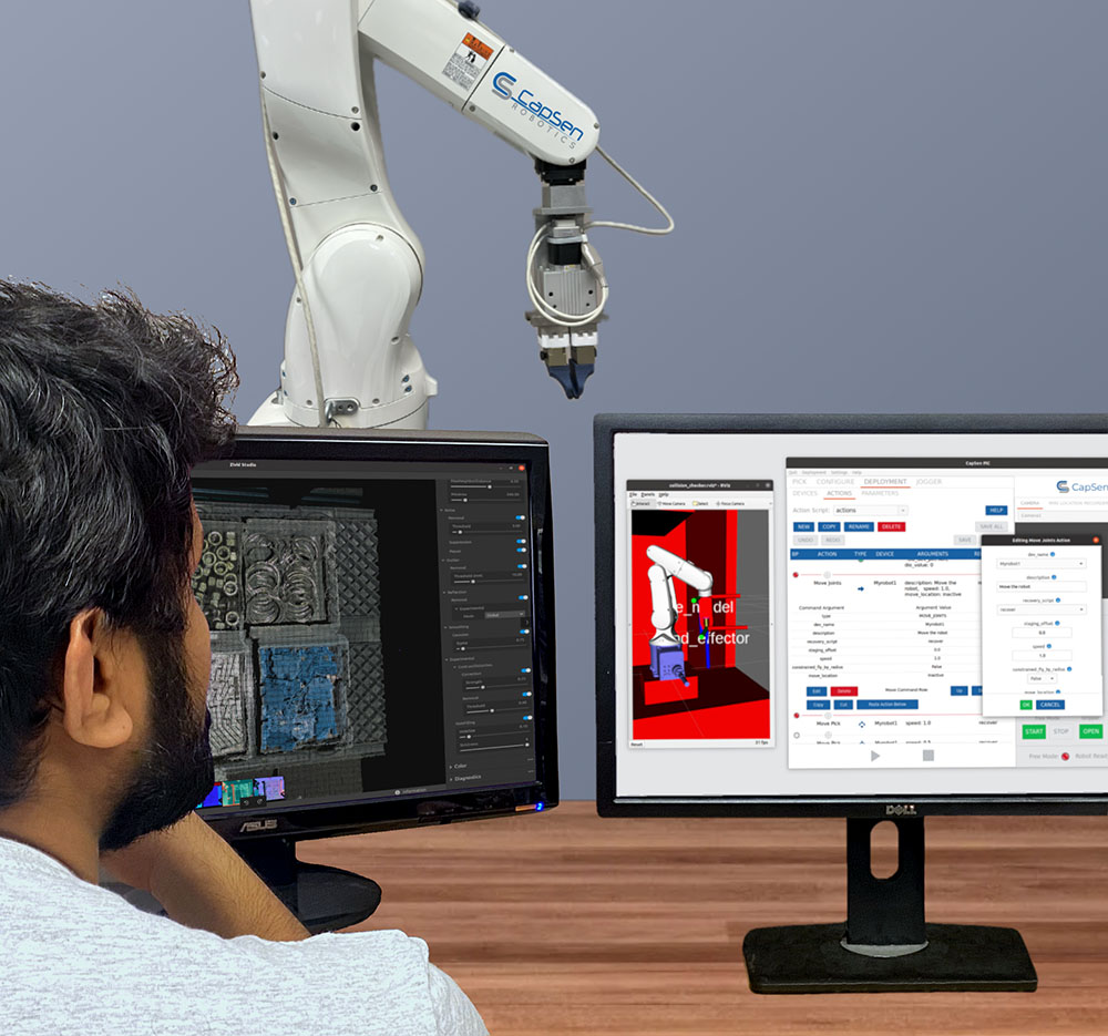 CapSen PiC 2.0 combina visión 3D, planificación de movimiento y algoritmos de control en una única plataforma.  |  Fuente: Capsin Robotics.