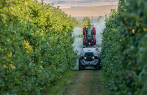 image of a prospr sprayer operating in a row of plants in a farmers field. It will now be part of Yamaha Agriculture's offerings.