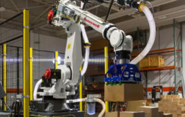 Honeywell's depalletizing robot picking a box.