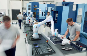 Neura says its cognitive robots such as these MAiRA arms can learn to improve their performance over time.