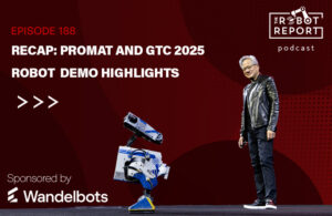 NVIDIA CEO Jensen Huang stands next to the Disney Engineering BDX robot on stage at GTC 2025.
