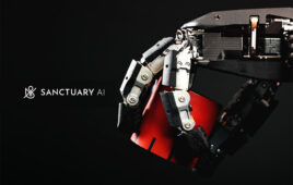 A robot hand from Sanctuary AI holding a red object.