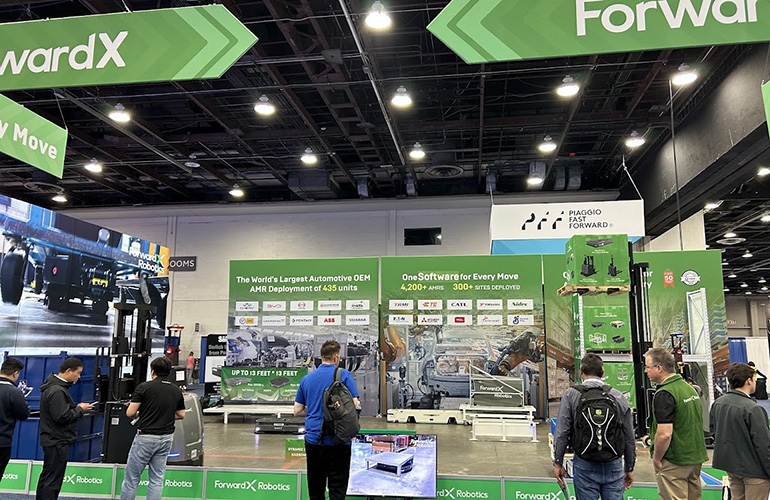 ForwardX demonstrated AMRs and fleet software in Detroit.