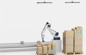 Photoneo MotionCam 3D Color (Blue) enables scanning from greater distances as in this palletizing application, says Photoneo.