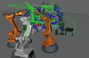 Rendering of Realtime Robotics motion planning optimization with Resolve.