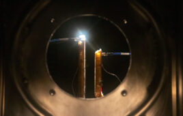 Wireless charging nodes inside TVAC chamber.