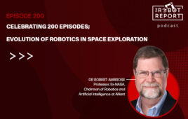 headshot of Dr Robert Ambrose and the robot report logo.