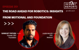 podcast logo with headshots of Motional CEO Laura major and Foundation CEO Sankaet Pathek.