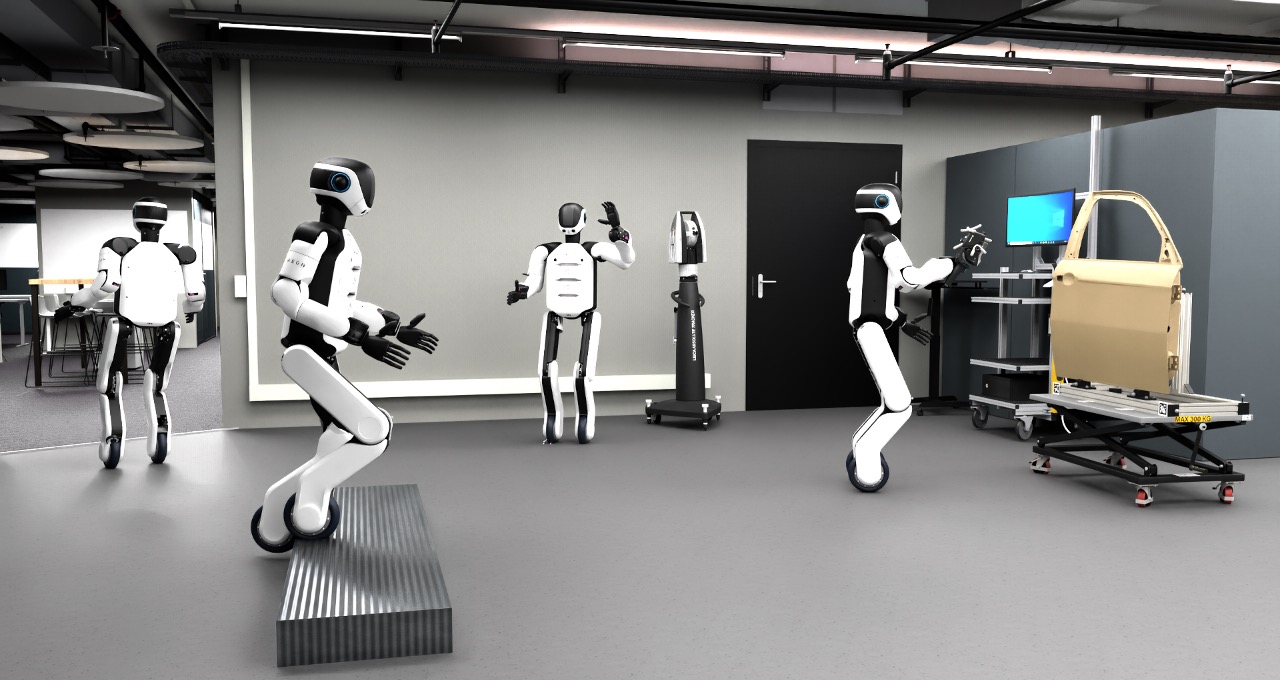 Hexagon's AEON humanoids learning in a simulation.