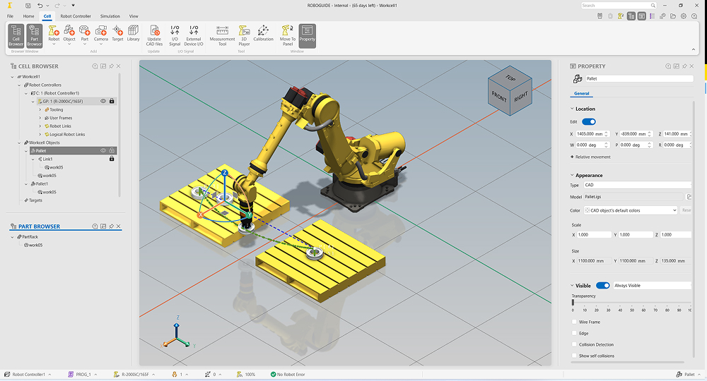 ROBOGUIDE Version 10 includes numerous new features, as seen in this screenshot.