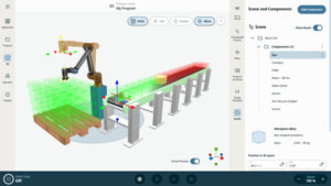 a screenshot of the new UR Studio simulator from Universal Robots.