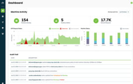 Corsha said its platform can discover and audit machine-to-machine connections for security, as shown in this dashboard.