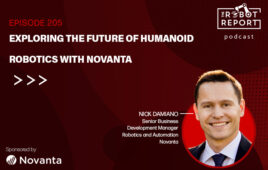 headshot of Nick Damiano from Novanta and the podcast logo.