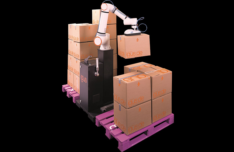 igus to show FR20 reasonably priced palletizing cobot at Pack Expo