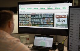 A computer screen displays a retail planogram. Simbe for Marchants includes ‘realograms’ — realtime diagrams of what’s actually on store shelves.