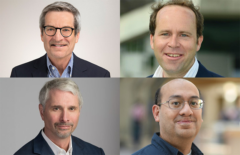 (Top row, from left to right) Jeff Burnstein, Georg Stieler, (bottom row) Eric Truebenbach, and Eugene Demaitre. The panelists will discuss robotics competitiveness and China.
