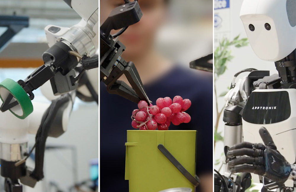 Three different robot embodiments that the Google DeepMind Gemini model works across. 