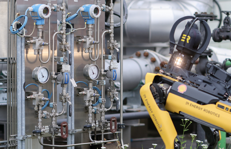 Robot reading gauges. Oil and gas is a major market for autonomous inspections.
