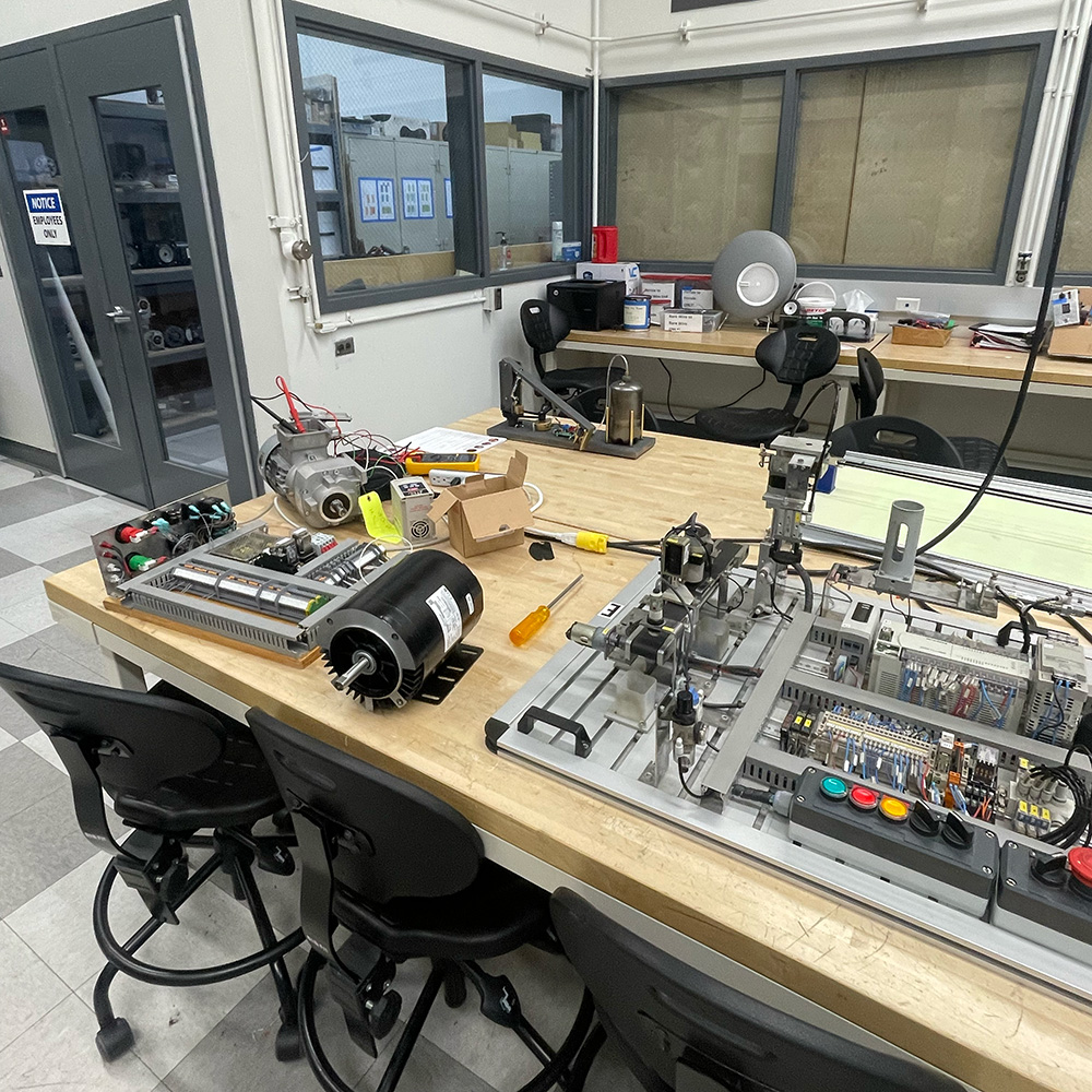 closeup of mechatronics lab at Sierra, a community college
