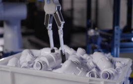 Vention says its full-stack approach enables more dexterous robotic bin picking, shown here.