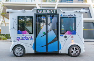 side view of the auvetech autonomous vehicle.