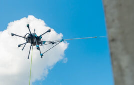 lucid bots drone flying next to a building