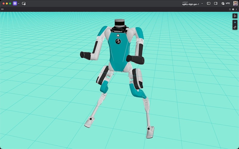 Um robô humanóide Digit da Agility Robotics projetado com Foxglove.