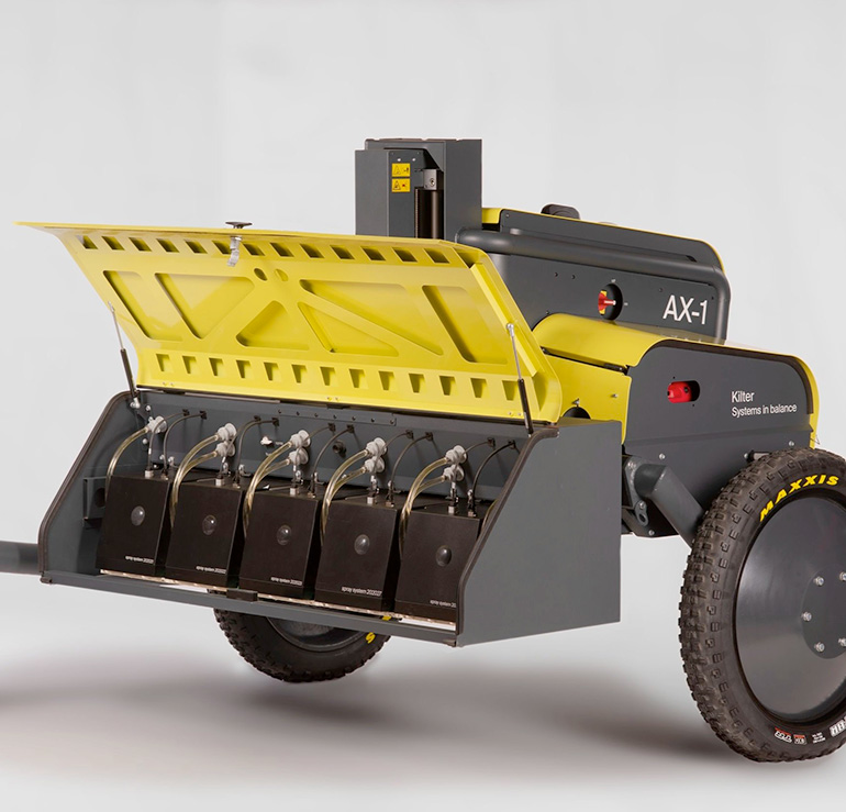 side view of the robot with the cover raised.